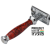 Double Edge Butterfly Safety Razor SS-95(Marble Red) - Image 3