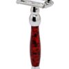 Twist to open safety razor 100% Brass Metal Platinum-81 Marble Red