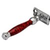 Twist to open safety razor 100% Brass Metal Platinum-81 Marble Red - Image 3