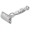 Twist to open safety razor 100% Brass Metal Platinum-81(Marble White) - Image 2